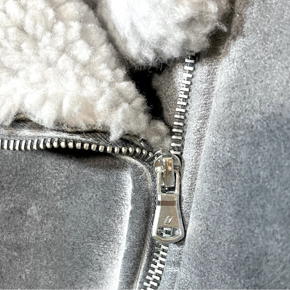 Grey Faux Shearling Sherpa Fleece Vest Asymmetrical Zipper Size Small by Nicole - Picture 6 of 16